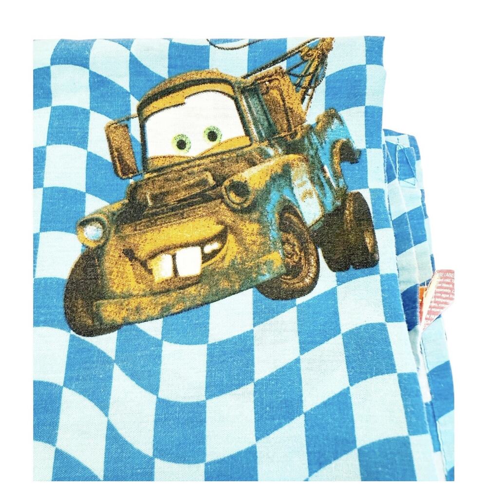 Vintage Disney Pixar Movie Cars 1 Full Size Blue Flat Top Sheet Cotton Blend